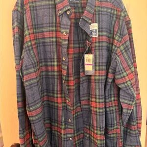 Izod Men's Casual Plaid Shirt - Blue, Red, Green